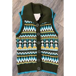 Red Camel Fair Isle Sweater Vest XL Button Front Nordic Pattern